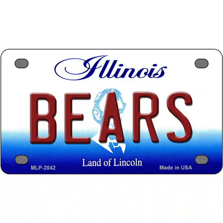 Bears Illinois State Novelty Metal License Plate 4" x 2.2" (MLP)