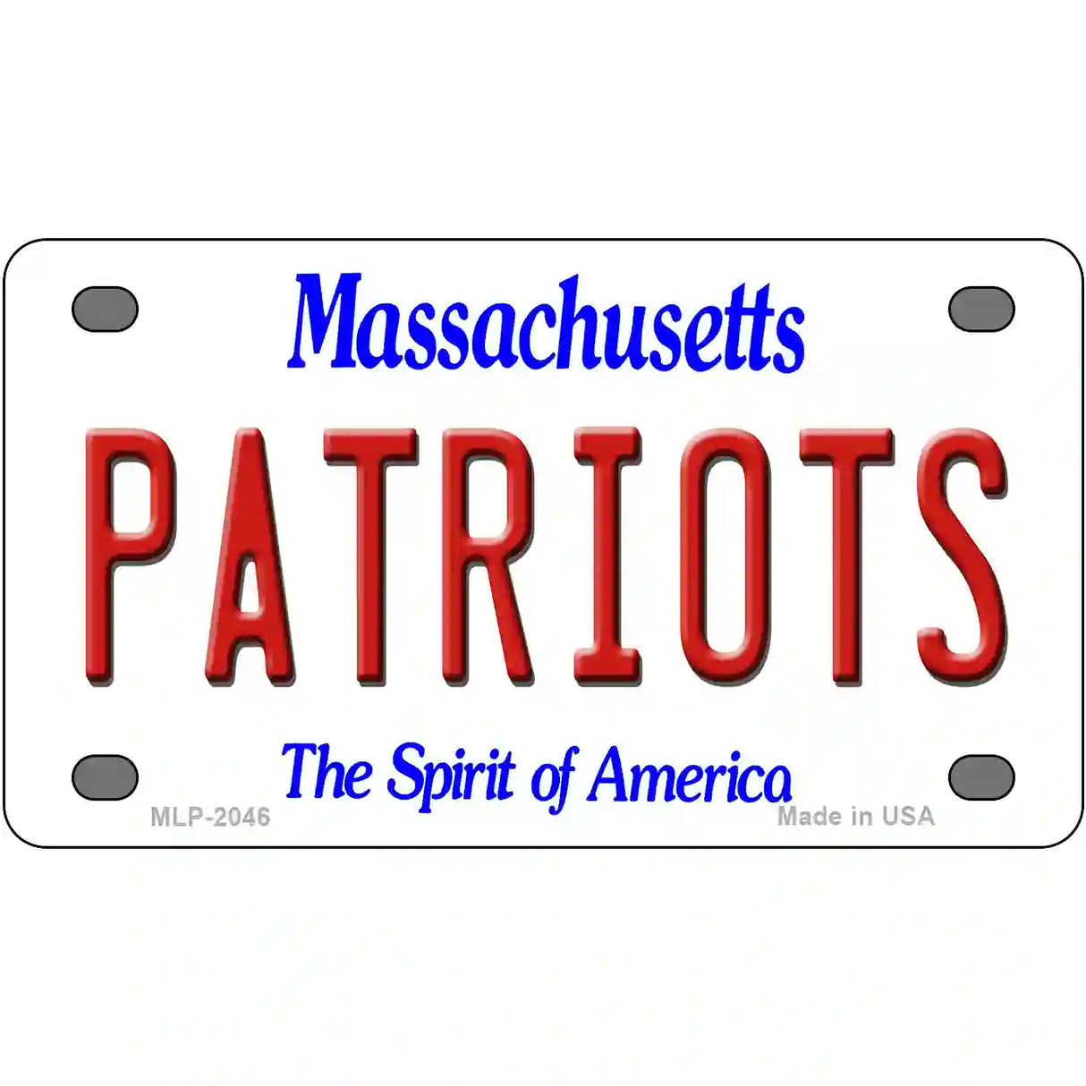 Patriots Massachusetts State Novelty Metal License Plate 4" x 2.2" (MLP)