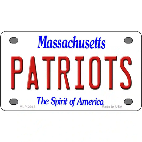 Patriots Massachusetts State Novelty Metal License Plate 4" x 2.2" (MLP)