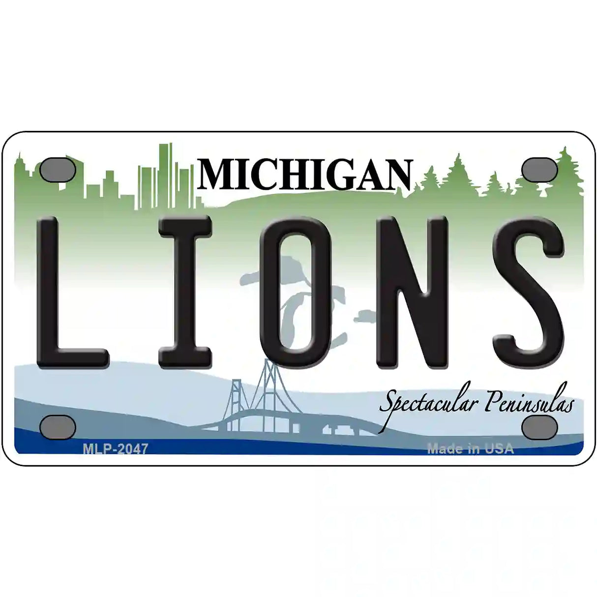 Lions Michigan State Novelty Metal License Plate 4" x 2.2" (MLP)