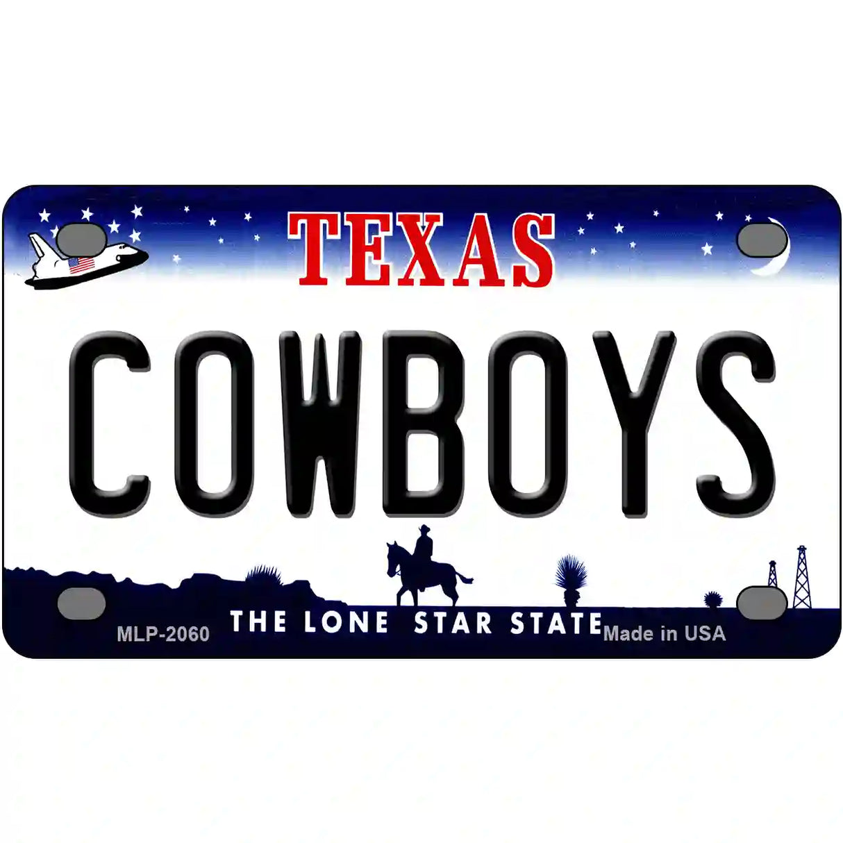 Cowboys Texas State Novelty Metal License Plate 4" x 2.2" (MLP)