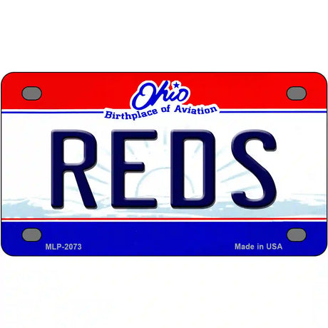 Reds Ohio State Novelty Metal License Plate 4" x 2.2" (MLP)