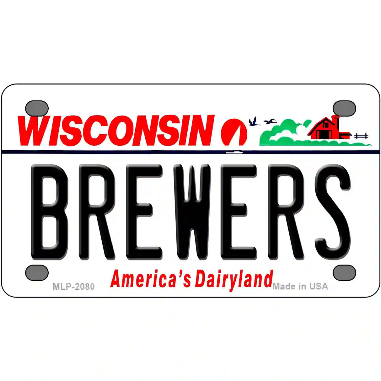 Brewers Wisconsin State Novelty Metal License Plate 4" x 2.2" (MLP)