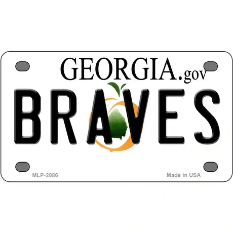 Braves Georgia State Metal Novelty License Plate 4" x 2.2" (MLP)