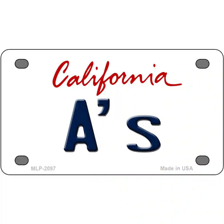 As California State Novelty Metal License Plate 4" x 2.2" (MLP)