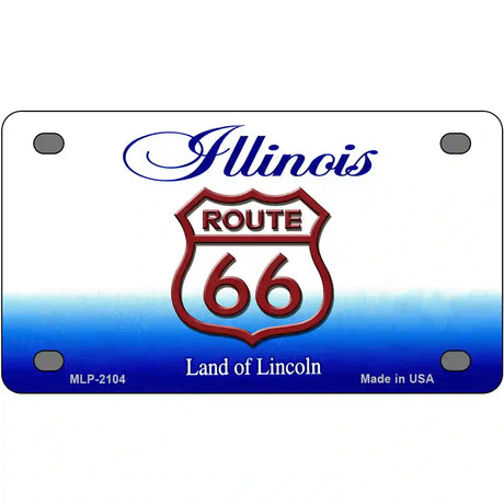 Route 66 Shield Illinois Metal Novelty License Plate 4" x 2.2" (MLP)