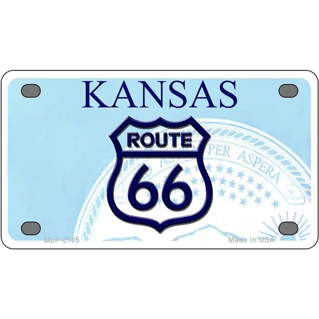 Route 66 Shield Kansas Novelty Metal License Plate 4" x 2.2" (MLP)