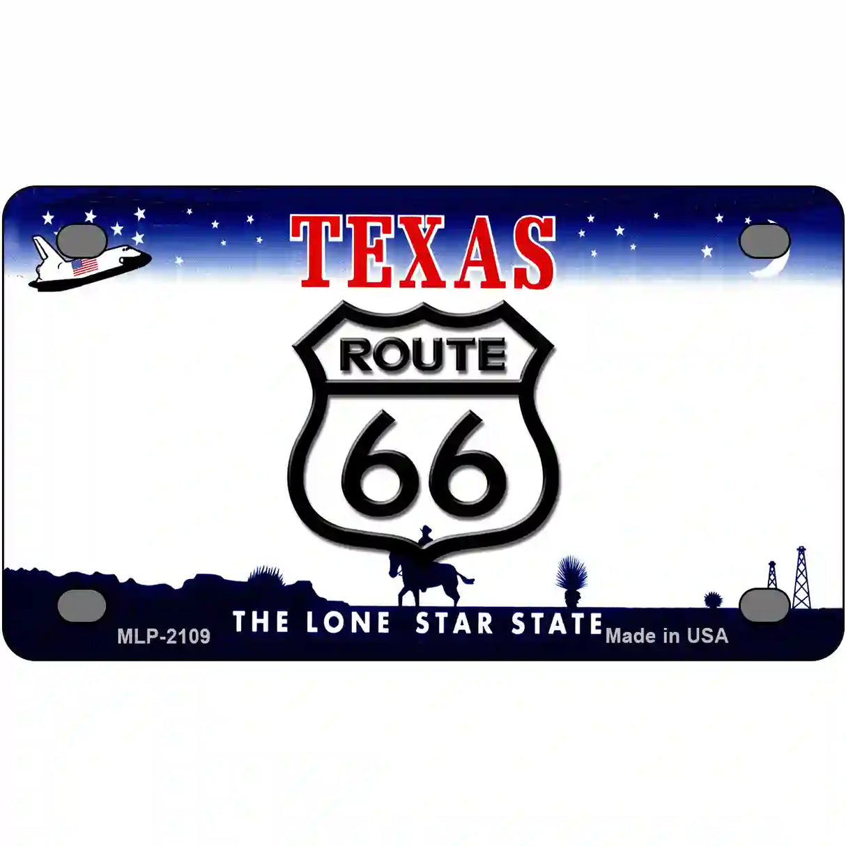 Route 66 Shield Texas Novelty Metal License Plate 4" x 2.2" (MLP)