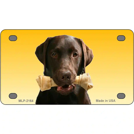 Chocolate Labrador Retriever Dog Metal Novelty License Plate 4" x 2.2" (MLP)