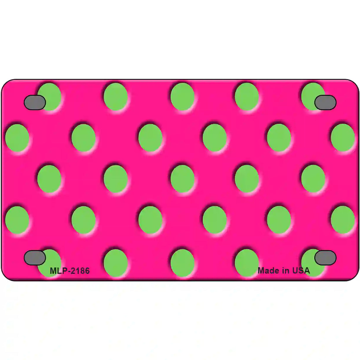 Lime Green Polka Dots Hot Pink Metal Novelty License Plate 4" x 2.2" (MLP)