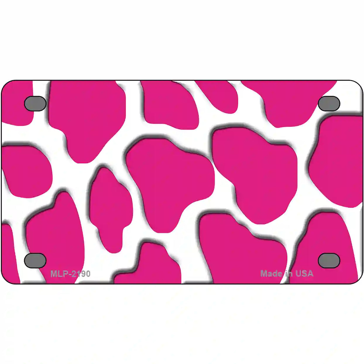 Pink White Giraffe Metal Novelty License Plate 4" x 2.2" (MLP)