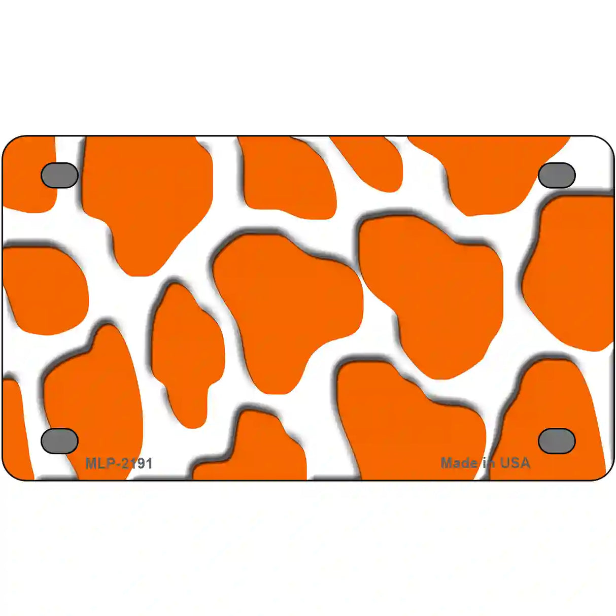 Orange White Giraffe Metal Novelty License Plate 4" x 2.2" (MLP)