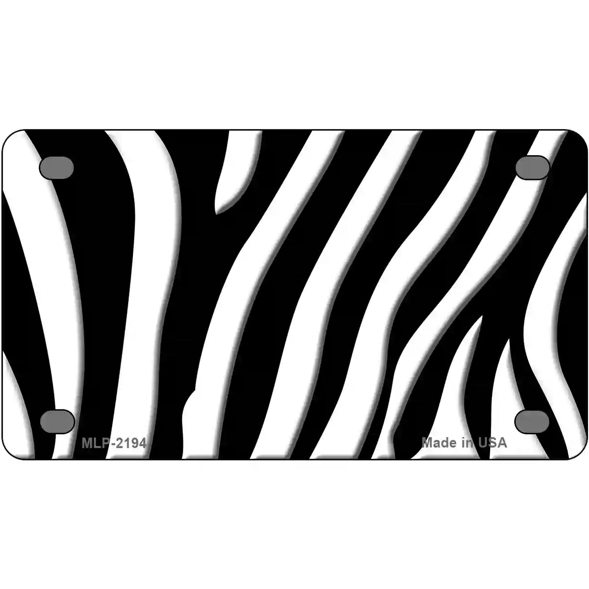 Black White Zebra Metal Novelty License Plate 4" x 2.2" (MLP)