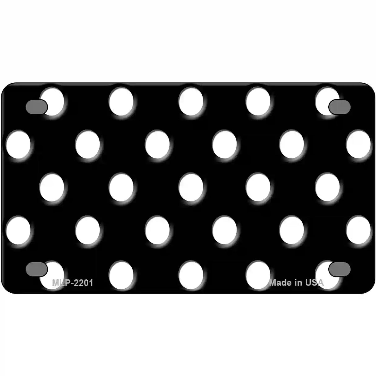 White Polka Dots Black Metal Novelty License Plate 4" x 2.2" (MLP)