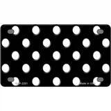 White Polka Dots Black Metal Novelty License Plate 4" x 2.2" (MLP)