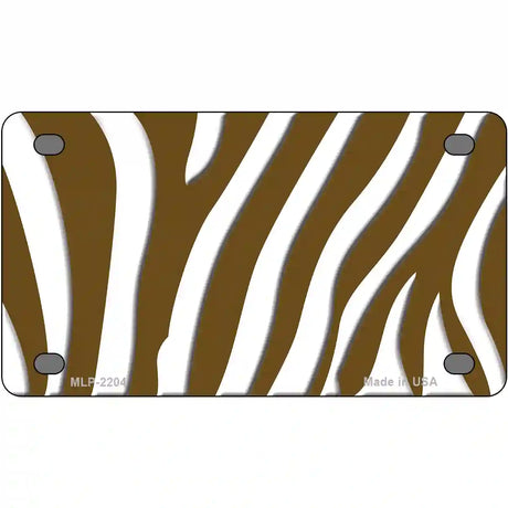 Brown White Zebra Metal Novelty License Plate 4" x 2.2" (MLP)