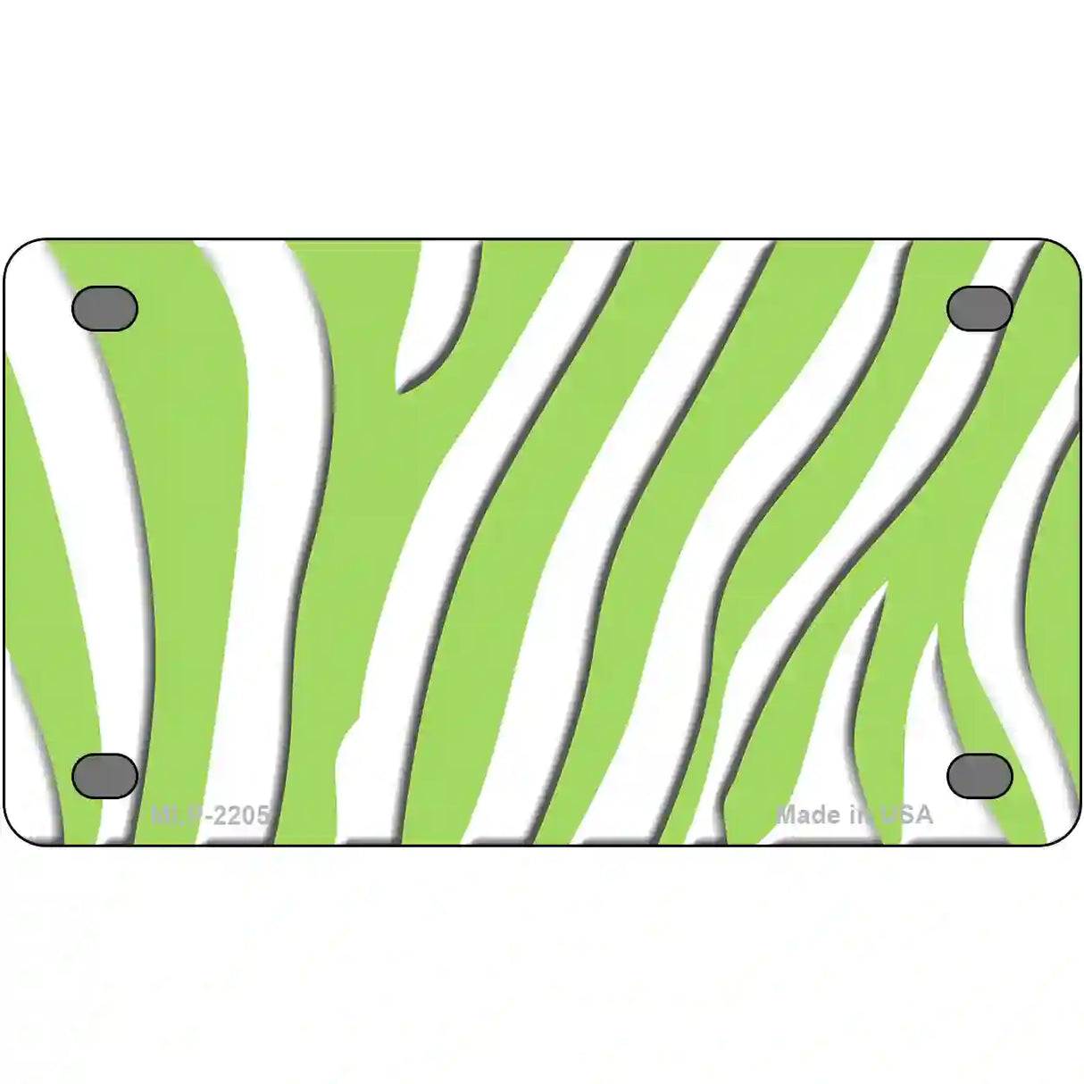 Lime Green White Zebra Metal Novelty License Plate 4" x 2.2" (MLP)