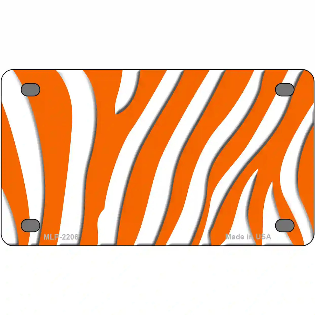 Orange White Zebra Metal Novelty License Plate 4" x 2.2" (MLP)