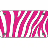 Hot Pink White Zebra Metal Novelty License Plate 4" x 2.2" (MLP)