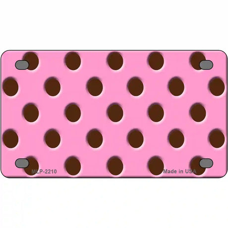 Chocolate Brown Polka Dots Pink Metal Novelty License Plate 4" x 2.2" (MLP)