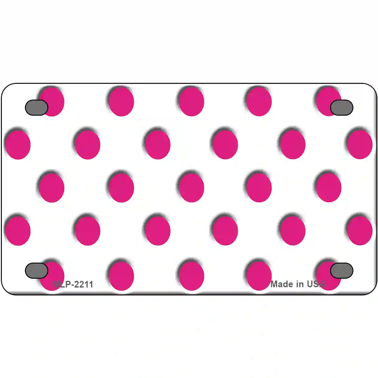 Hot Pink Polka Dots White Metal Novelty License Plate 4" x 2.2" (MLP)