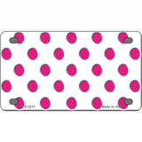 Hot Pink Polka Dots White Metal Novelty License Plate 4" x 2.2" (MLP)