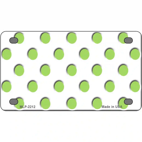 Lime Green Polka Dots White Metal Novelty License Plate 4" x 2.2" (MLP)