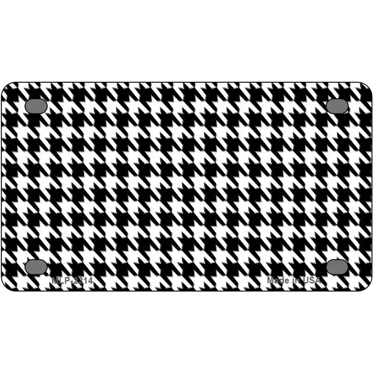 White Black Houndstooth Metal Novelty License Plate 4" x 2.2" (MLP)