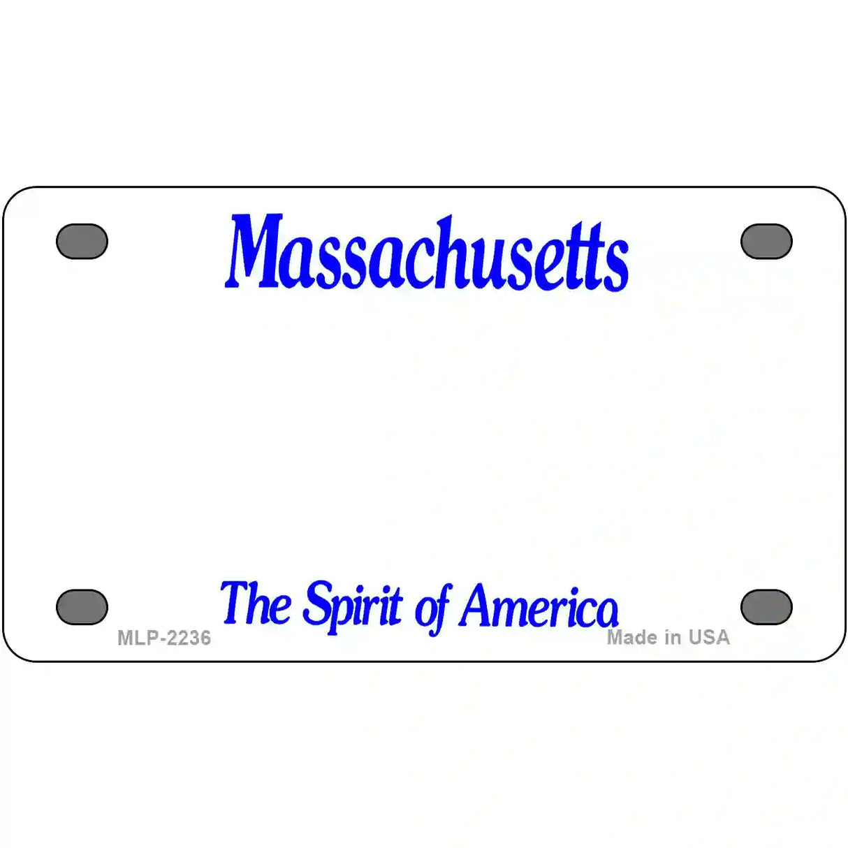 Massachusetts Novelty State Blank Metal License Plate 4" x 2.2" (MLP)