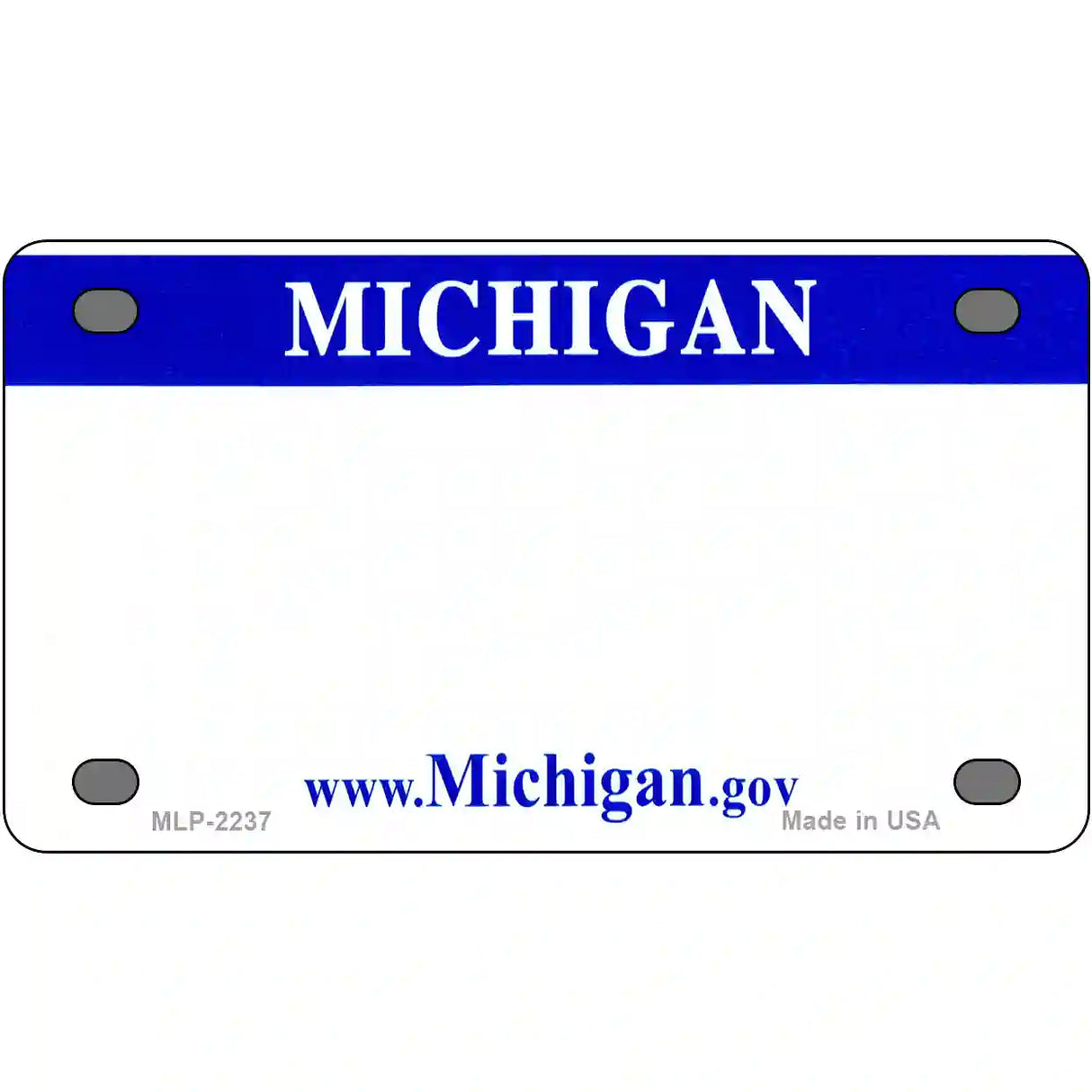 Michigan Blue Blank Novelty Metal License Plate 4" x 2.2" (MLP)