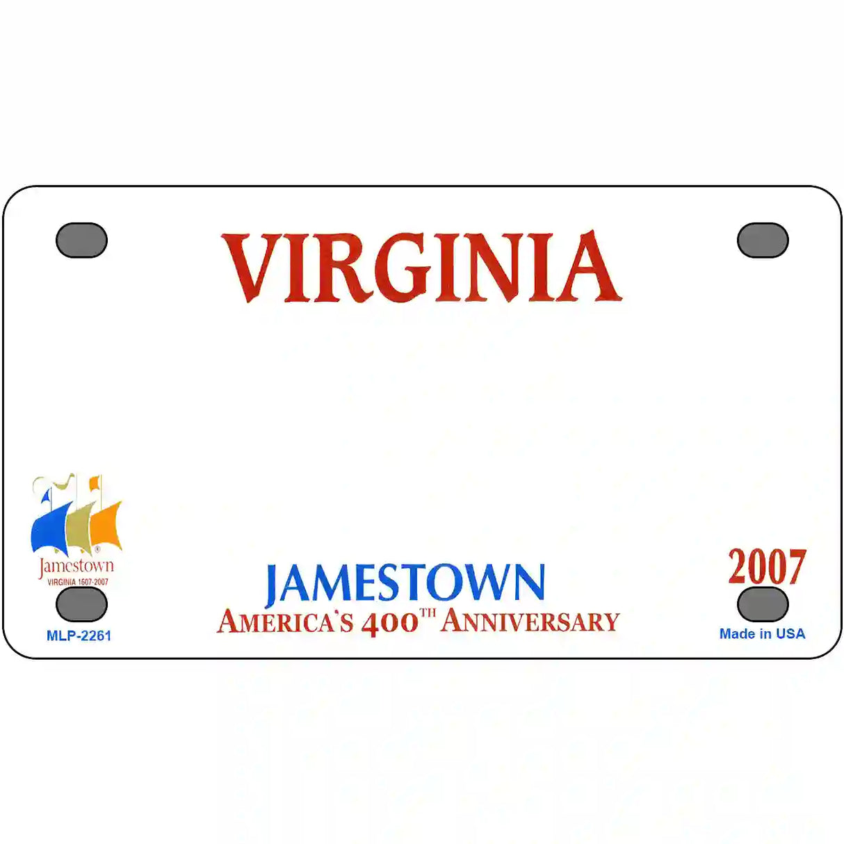 Virginia Novelty State Blank Metal License Plate 4" x 2.2" (MLP)