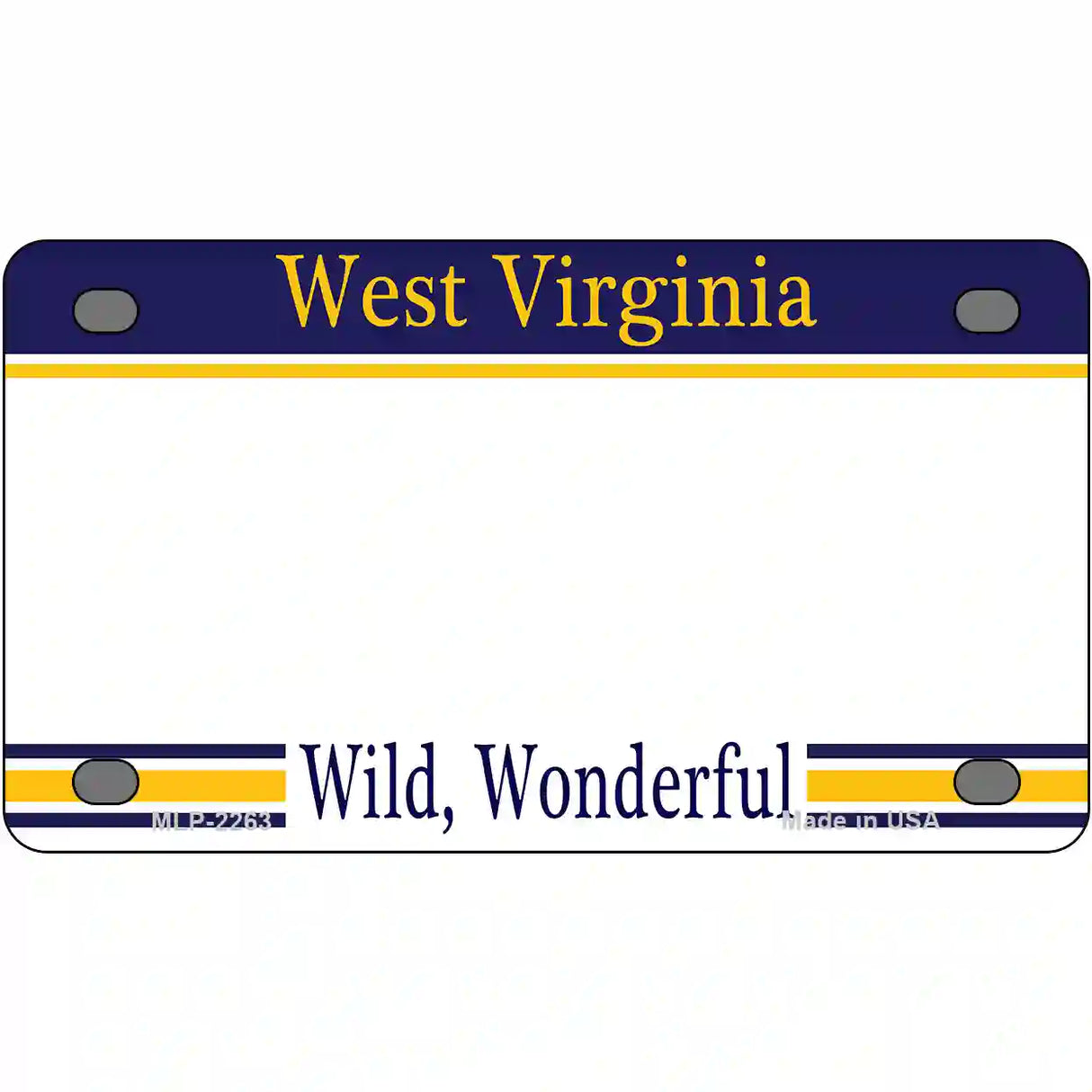 West Virginia Novelty State Blank Metal License Plate 4" x 2.2" (MLP)