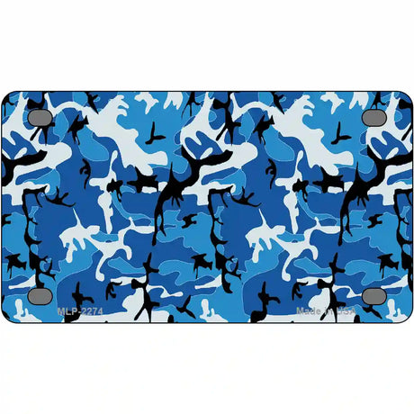 Blue Camouflage Metal Novelty License Plate 4" x 2.2" (MLP)