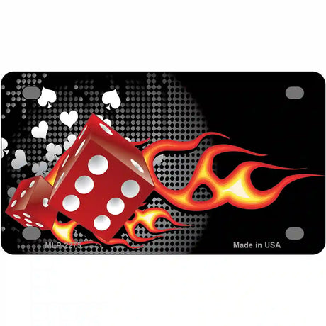 Fire Dice Flame Metal Novelty License Plate 4" x 2.2" (MLP)