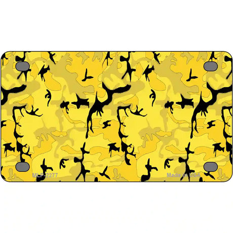 Yellow Camouflage Metal Novelty License Plate 4" x 2.2" (MLP)