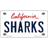 Sharks California Novelty State Metal License Plate 4" x 2.2" (MLP)