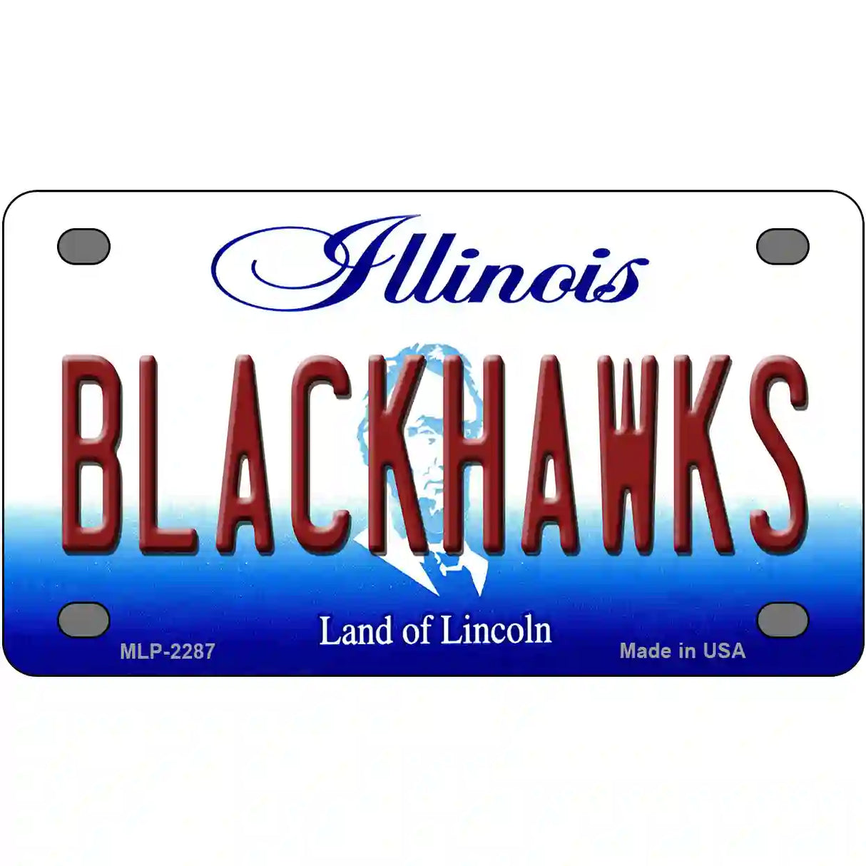 Blackhawks Illinois State Novelty Metal License Plate 4" x 2.2" (MLP)