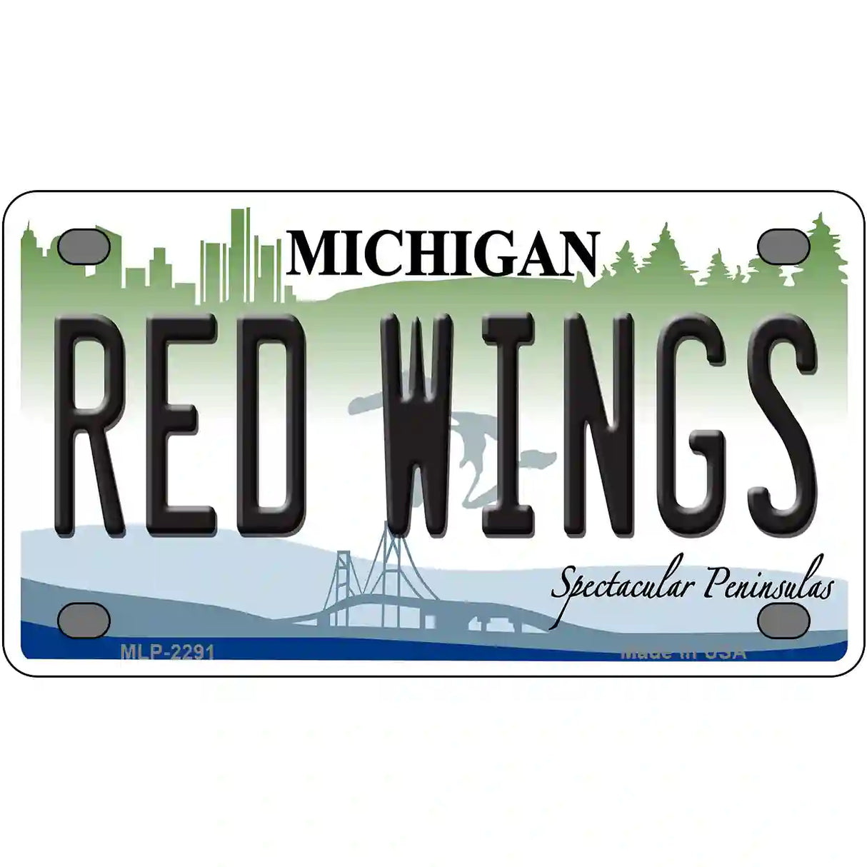 Redwings Michigan Novelty State Metal License Plate 4" x 2.2" (MLP)