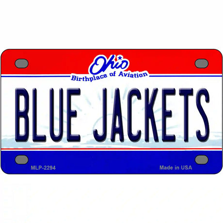 Blue Jackets Ohio Novelty State Metal License Plate 4" x 2.2" (MLP)