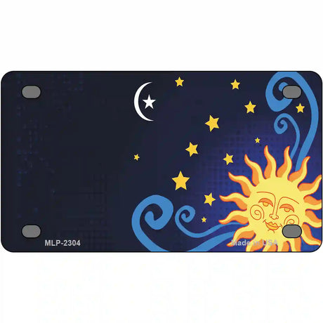 Celestial Sun Offset Metal Novelty License Plate 4" x 2.2" (MLP)