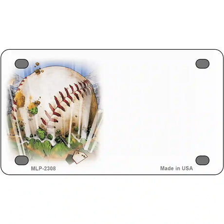 Baseball Offset Metal Novelty License Plate 4" x 2.2" (MLP)