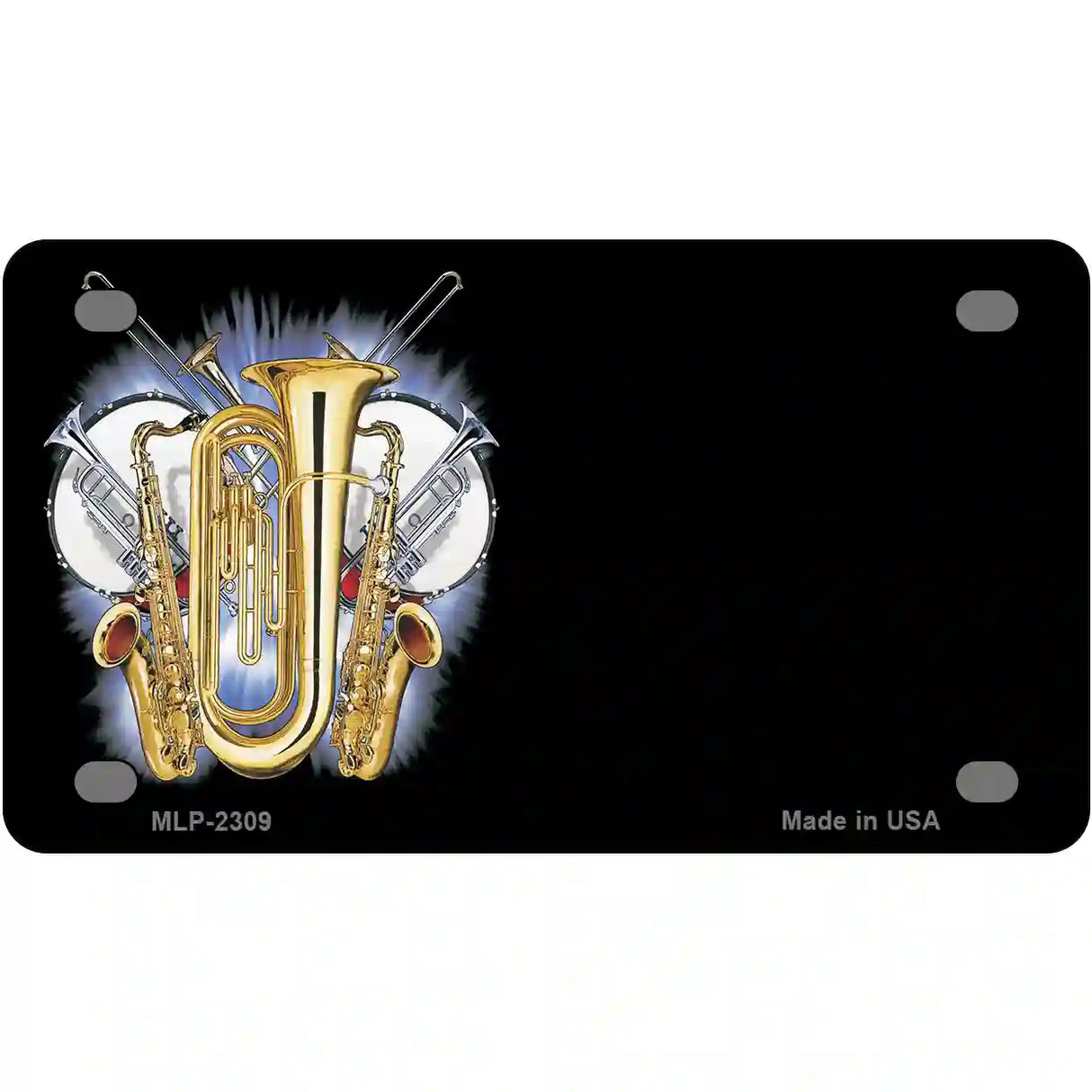 Band Musical Instruments Offset Metal Novelty License Plate 4" x 2.2" (MLP)