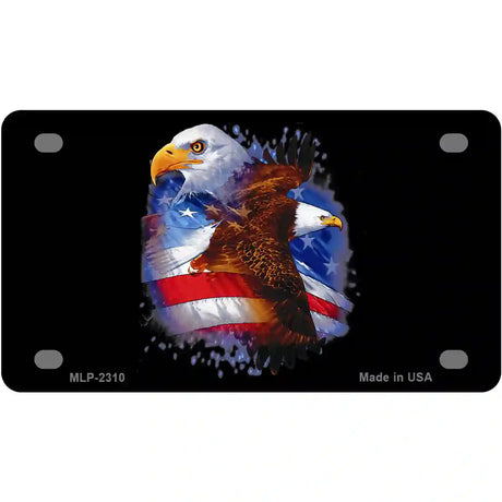 American Flag Eagles Metal Novelty License Plate 4" x 2.2" (MLP)