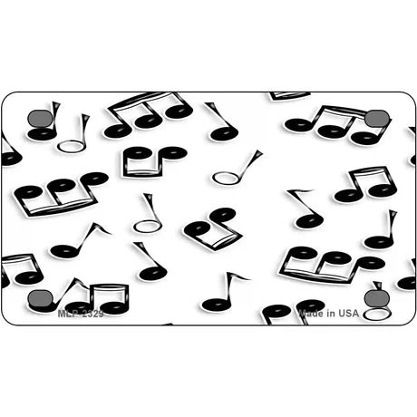 Musical Notes Black White Metal Novelty License Plate 4" x 2.2" (MLP)