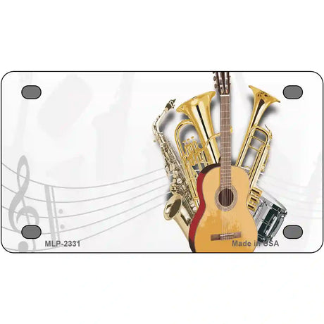 Musical Instruments Offset Metal Novelty License Plate 4" x 2.2" (MLP)