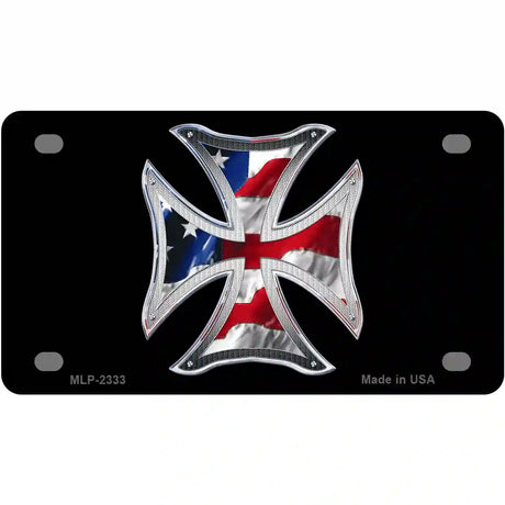 Maltese Cross Flag Metal Novelty License Plate 4" x 2.2" (MLP)