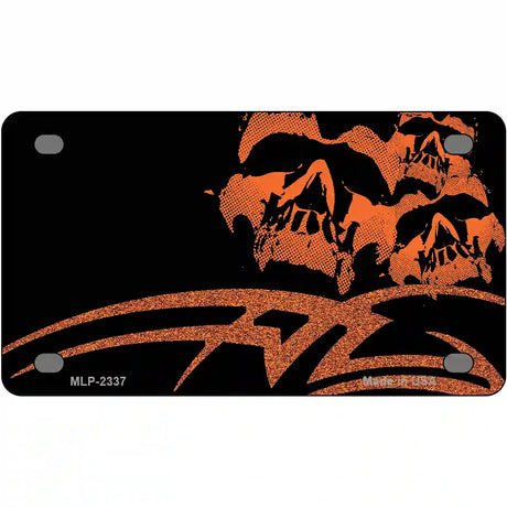 Tribal Skulls Offset Metal Novelty License Plate 4" x 2.2" (MLP)