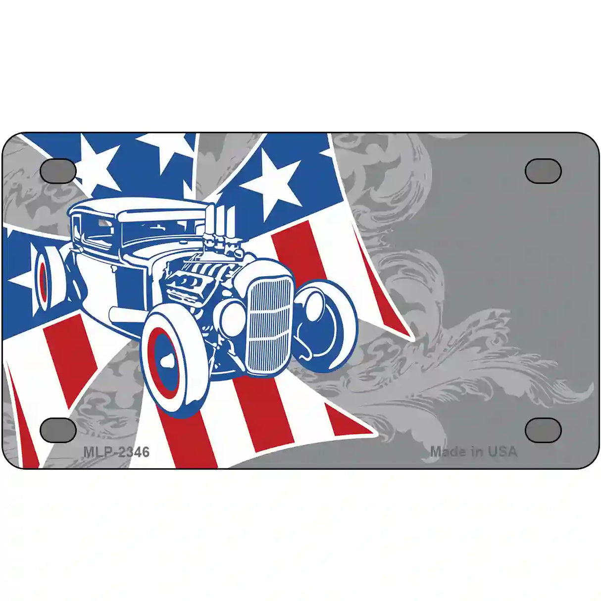 Retro Rod Offset Metal Novelty License Plate 4" x 2.2" (MLP)