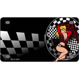 Racing Pin Up Girl Metal Novelty License Plate 4" x 2.2" (MLP)