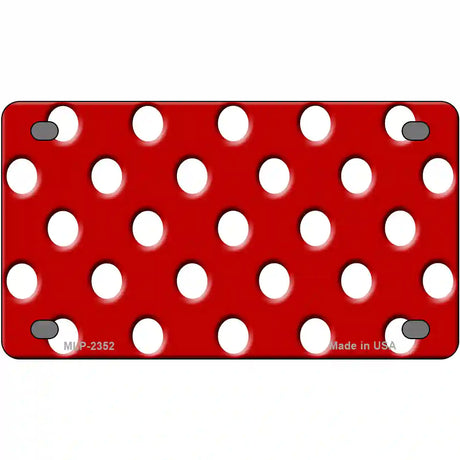 White Polka Dots Red Metal Novelty License Plate 4" x 2.2" (MLP)